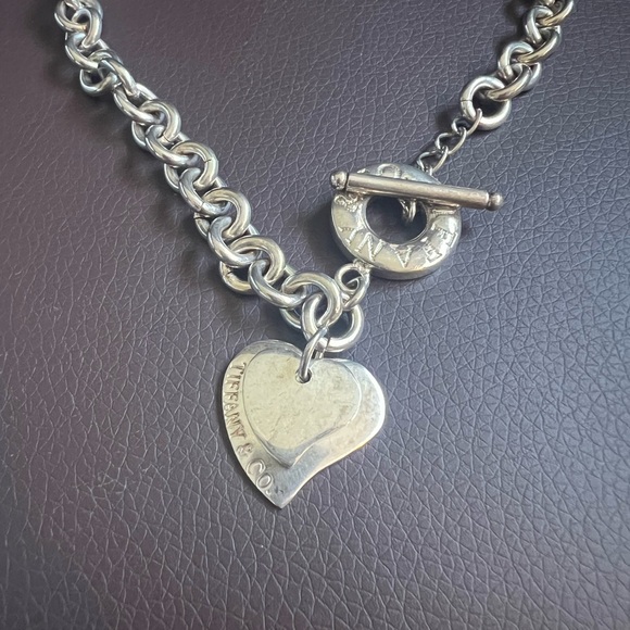 Vintage Chunky 925 silver toggle double heart necklace chain 65 grams! 16” long - Picture 5 of 5